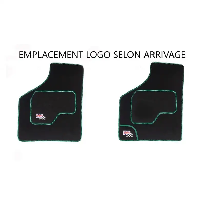 4 tapis de sol (noir) liseré vert noir Drapeau UJ Damier