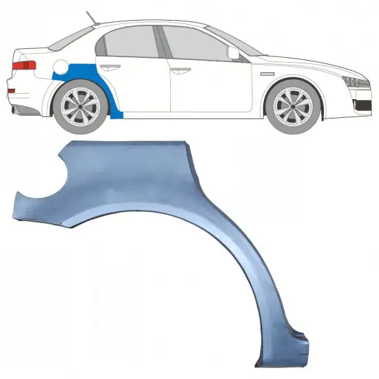 Panneau de réparation arc d'aile arrière pour Alfa Romeo 159 2005-2012 / Droite <br/>ID:7836