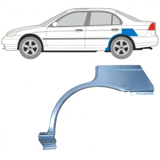 Panneau de réparation arc d'aile arrière pour Honda Civic 2001-2005 / Gauche <br/>ID:11526