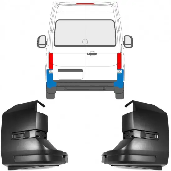Coin du pare-chocs arrière pour Volkswagen Crafter 2017- / Gauche+Droit / Ensemble <br/>ID:9990