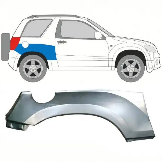Panneau de réparation arc d'aile arrière supérieur pour Suzuki Grand Vitara 2005-2014 / Droite <br/>ID:8507
