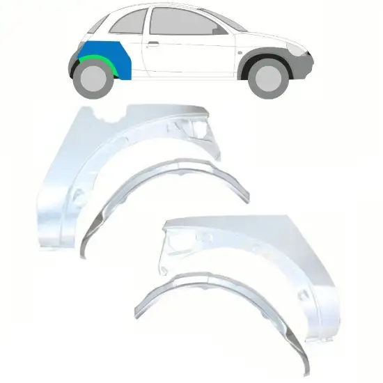 Panneau de réparation arc d'aile arrière intérieur + extérieur pour Ford KA 1996-2008 / Ensemble <br/>ID:10777