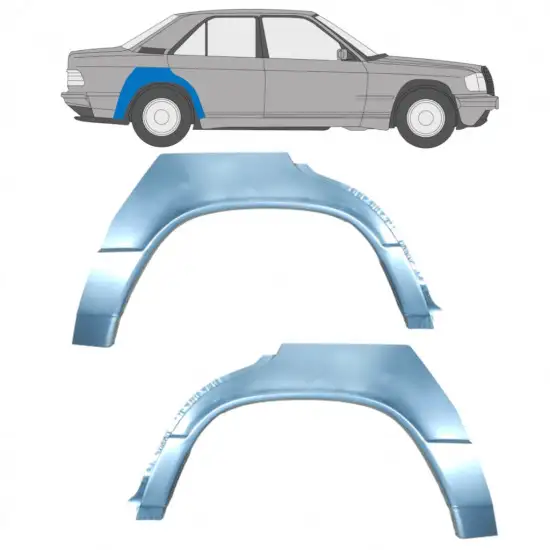 Panneau de réparation arc d'aile arrière pour Mercedes 190 W201 1982-1993 / Gauche+Droit / Ensemble <br/>ID:9506