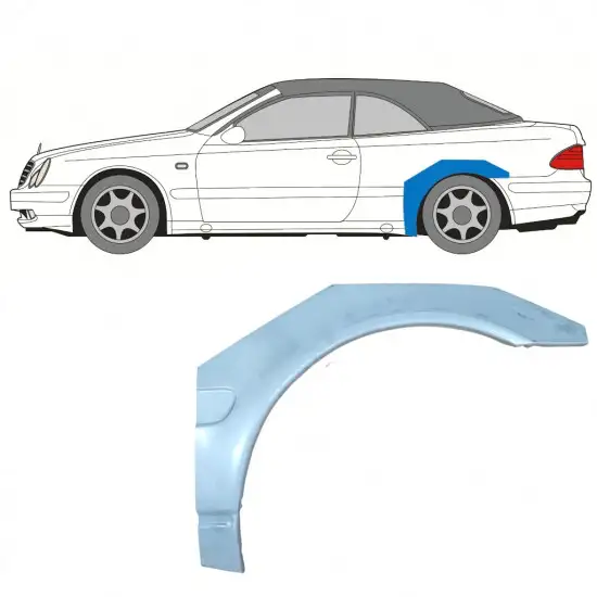 Panneau de réparation arc d'aile arrière pour Mercedes CLK A208 Cabrio 1997-2003 / Gauche / CABRIO <br/>ID:7689