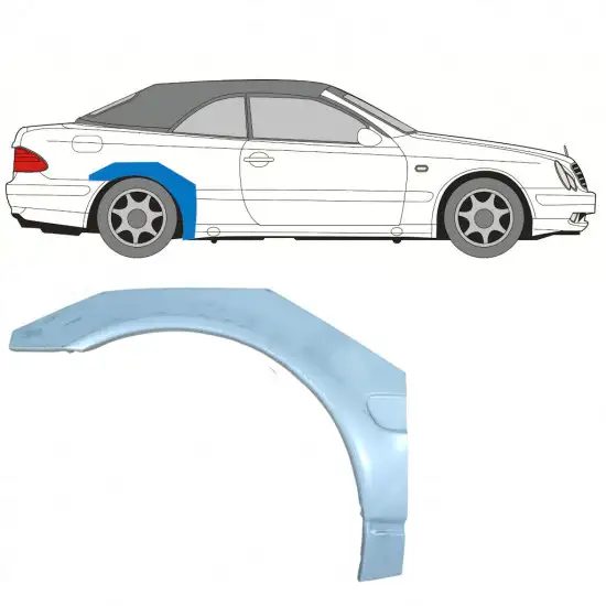 Panneau de réparation arc d'aile arrière pour Mercedes CLK A208 Cabrio 1997-2003 / Droite / CABRIO <br/>ID:7688