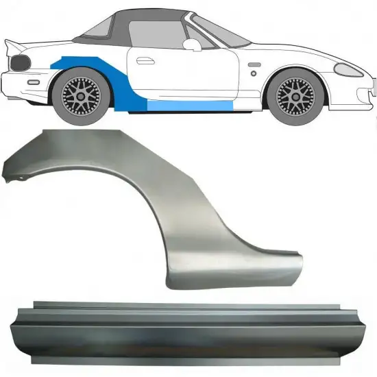 Réparation bas de caisse + passage de roue arrière pour Mazda MX-5 1998-2005 NB / Droite / Ensemble <br/>ID:10273