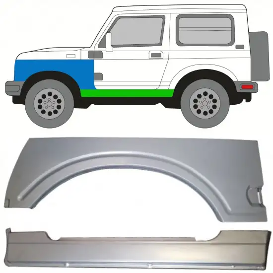 Panneau de réparation du seuil + panneau de réparation de l'aile avant pour Suzuki Samurai 1981- / Gauche / Ensemble <br/>ID:10035