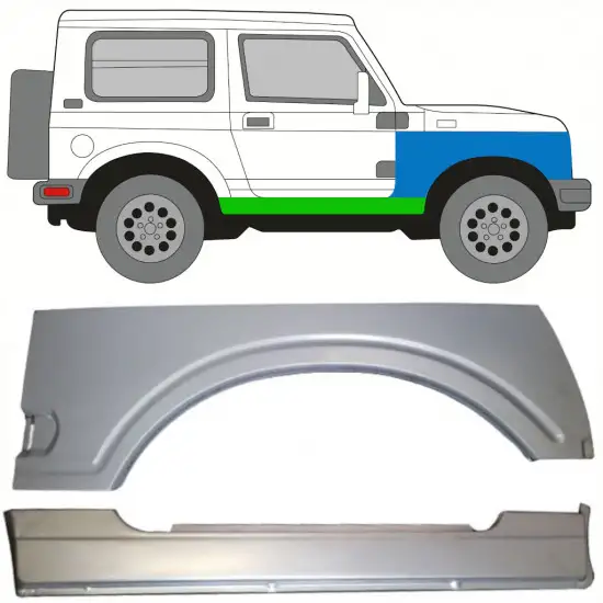 Panneau de réparation du seuil + panneau de réparation de l'aile avant pour Suzuki Samurai 1981- / Droite / Ensemble <br/>ID:10034