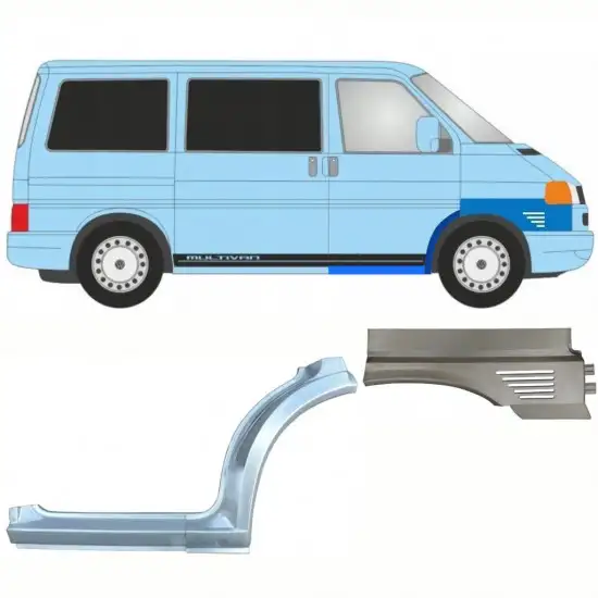 Réparation bas de caisse + passage de roue avant + aile avant pour Volkswagen Transporter T4 1996-2003 / Droite / Ensemble <br/>ID:10043