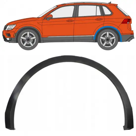 Moulure latérale sur aile arrière pour Volkswagen Tiguan 2016-2024 / Gauche <br/>ID:8194