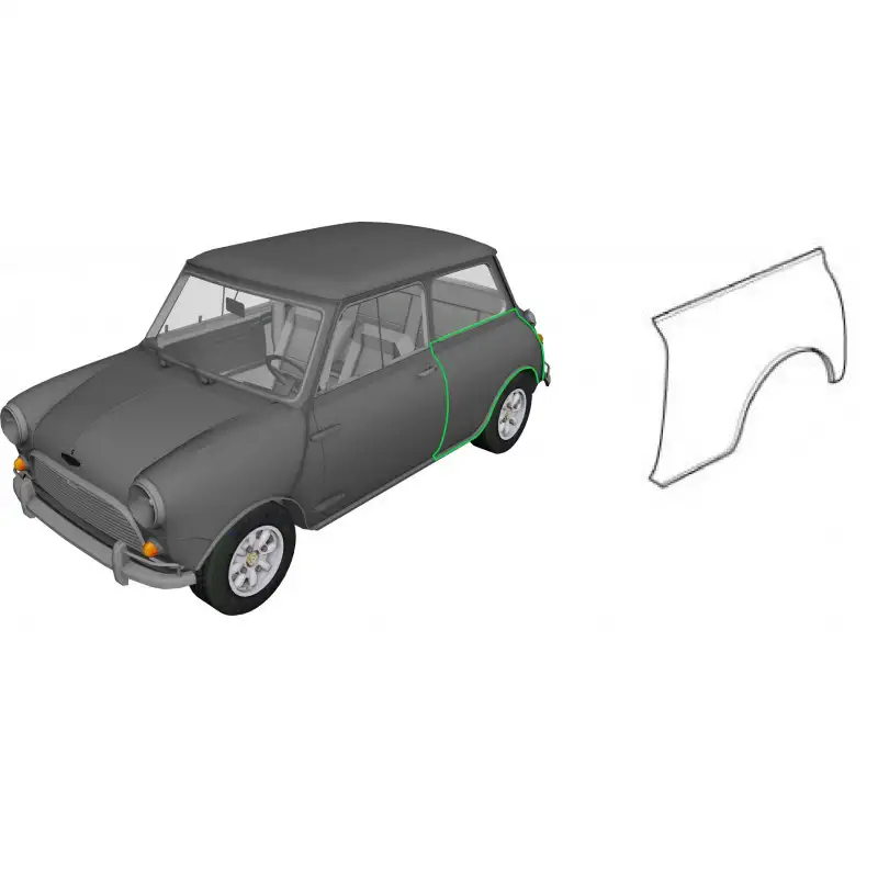 Aile arrière gauche Austin Mini - 1959 à 1969