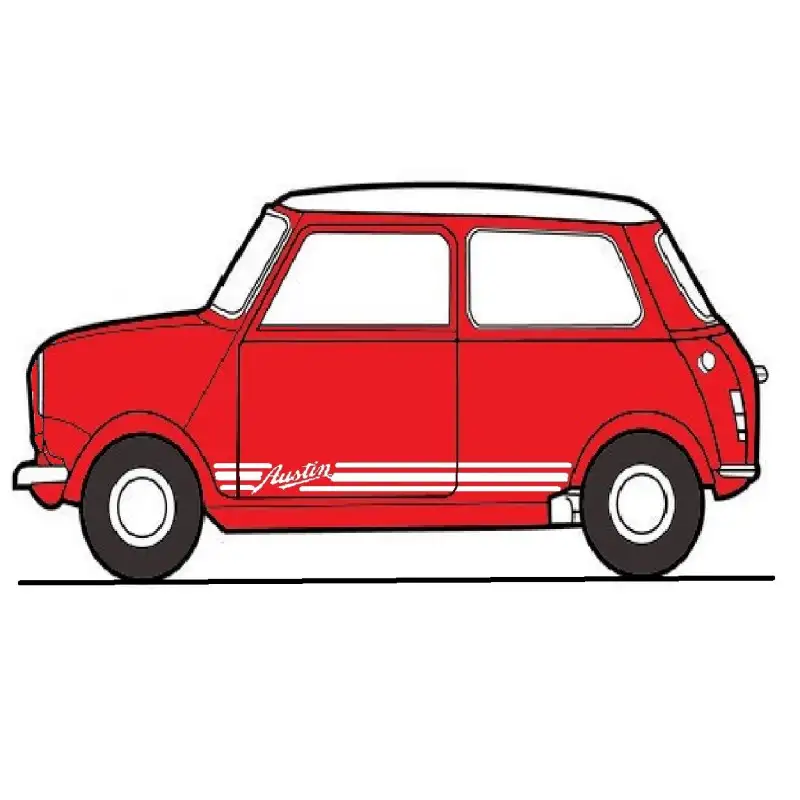 Autocollant ''AUSTIN'' bas de caisse (blanc) - Austin Mini