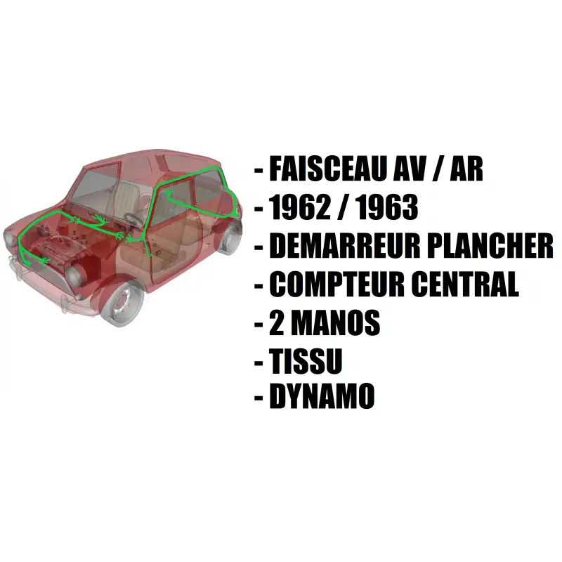 Faisceau électrique complet Austin Mini - 1962 à 1963 (Dynamo)