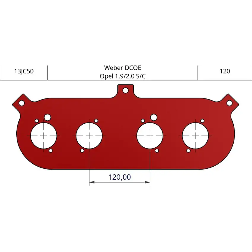 ITG JC50 Plaque de base en fonction de 120mm Centres de Weber DCOE
