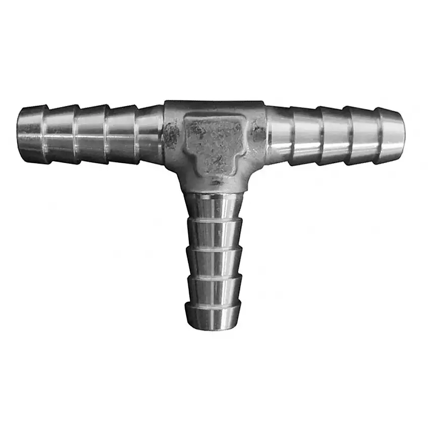 Pièce en T barbelée en aluminium pour tuyau d'alésage de 13 mm (1/2 po)