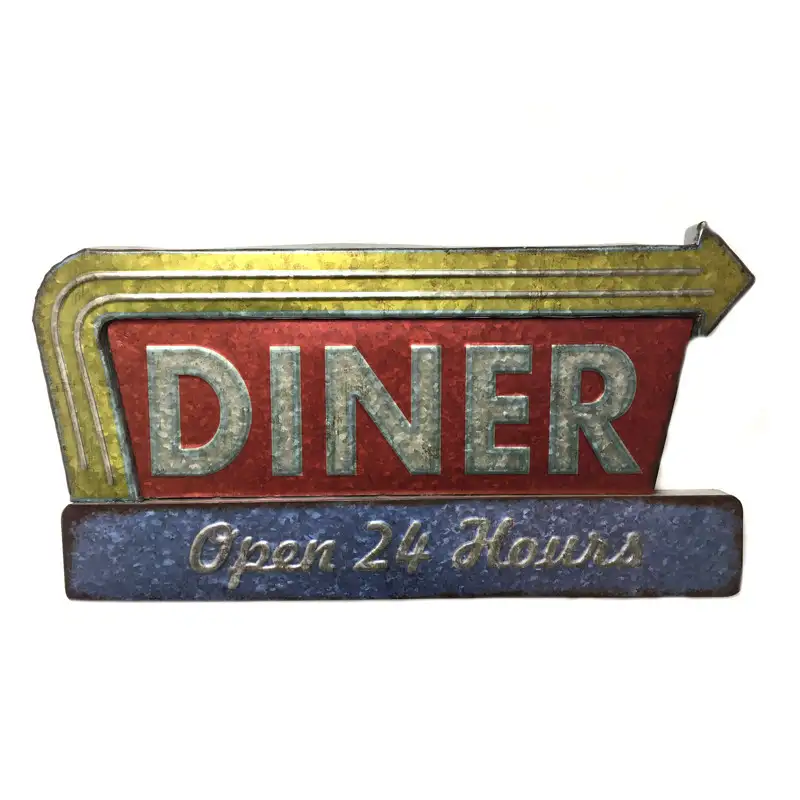 Panneau publicitaire métal DINER