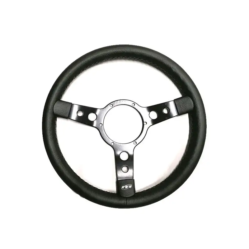 Volant cuir/alu noir Mountney - 14'' Tulipé