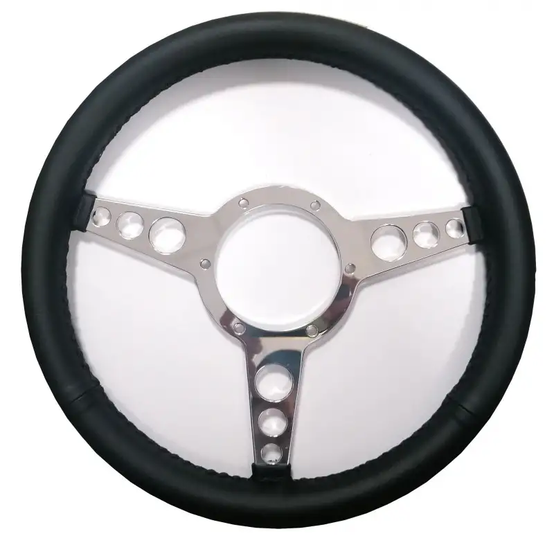 Volant Cuir noir/Alu - 14'' Plat