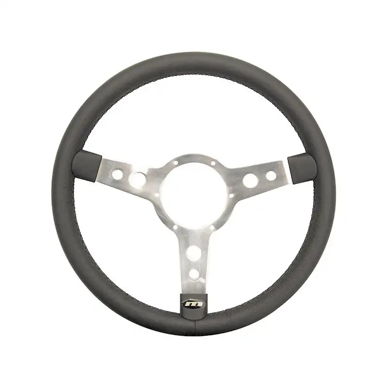 Volant cuir noir/alu Mountney - 15" Plat